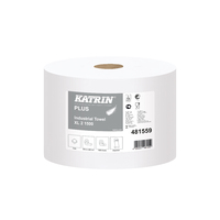 KATRIN Plus XL2 Putzpapier weiss 1500 Blatt Rolle, 2 Stück