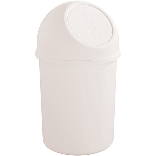 HELIT Push-Abfallbehälter 6 Liter Kunststoff, weiß