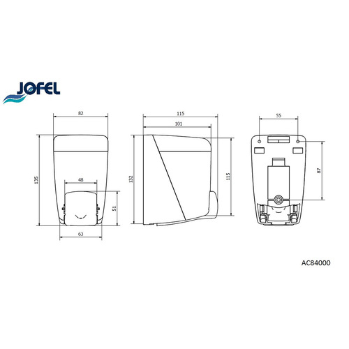 JOFEL Azur Seifenspender, 0.4 L, rauch-transparent/weiß