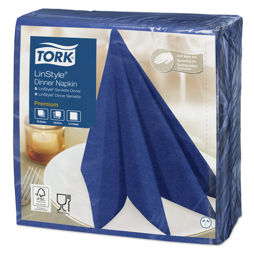 TORK Dinnerservietten Premium 1-lagig, 600 Stück, mitternachtsblau