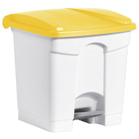 HELIT Tretabfallbehälter weiß, 30 Liter, Deckel gelb