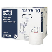 TORK Midi Toilettenpapierrolle "Premium" 3-lagig weiß, 27 Rollen