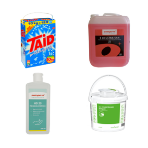 Waschmittel, Pflegemittel und Desinfektionsmittel für den Profi-Bereich